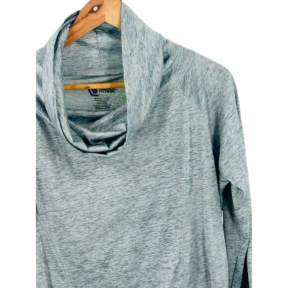 SERIES 8 FITNESS Gray Cowl Neck Pullover Top Size Large Activewear Long Sleeve - Picture 9 of 10